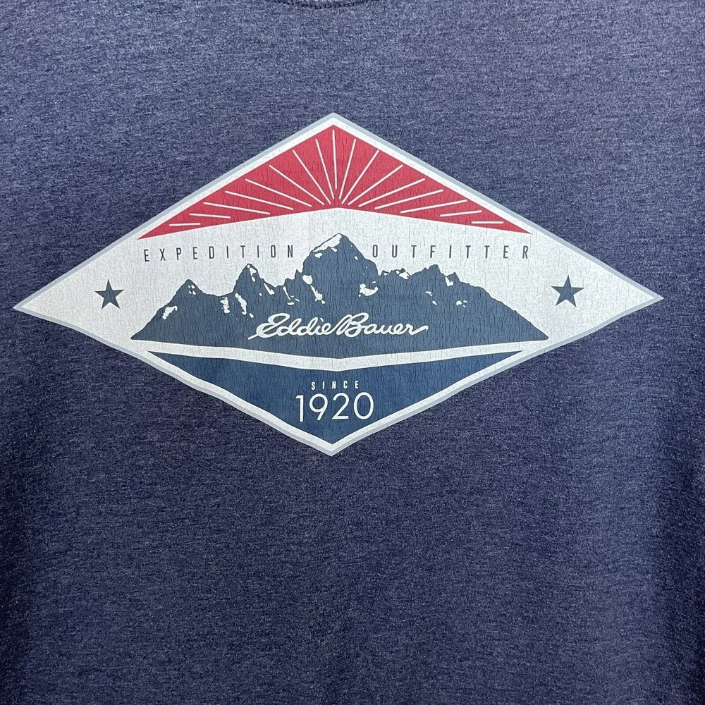 Eddie Bauer TShirt Adult XL Blue Expedition Outfitter Mountain Graphic Camping